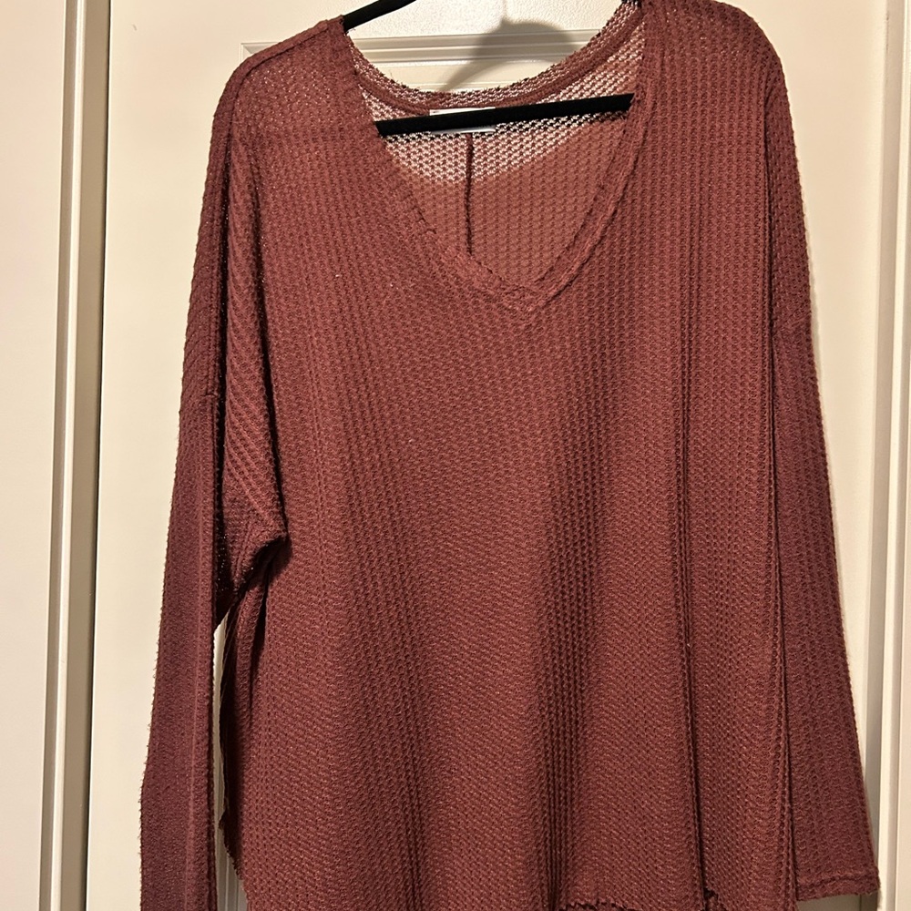 Elegant Mauve V-Neck Long Sleeve Top